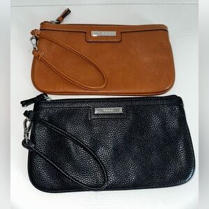 Nine West Leather Wristlets Black & Brown,animal print interior.Women’s purses.